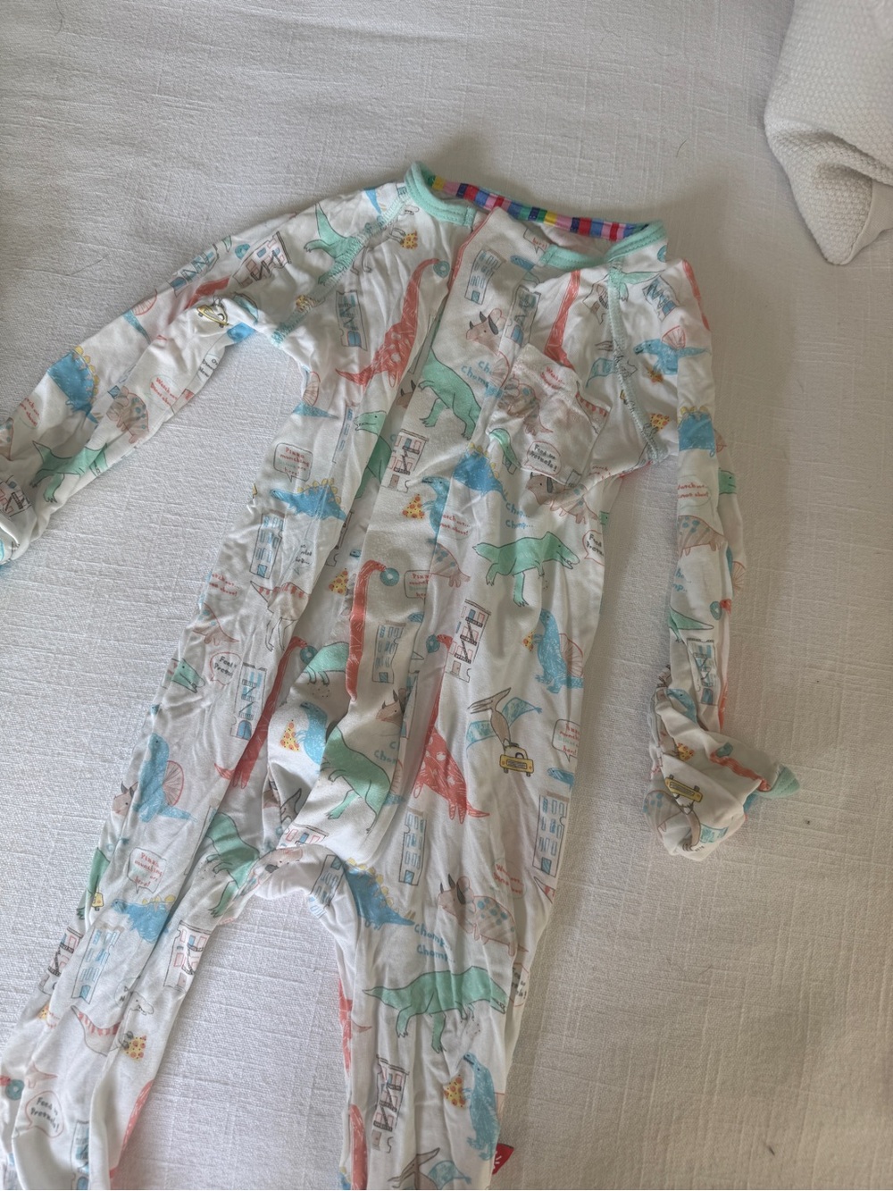 Magnetic me White Dinosaur Print One-Piece Pajamas